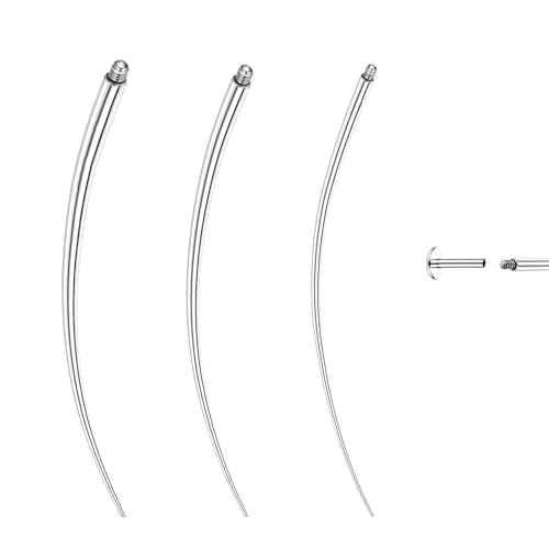 GEMQUEEN Piercing Ball Grabber Tool, 14-20G Taper for Changing Jewelry | Surgical Steel Flat Back Earrings Threader Tool Insertion Pin, Body Piercing Kit for Ear Rook Conch Nose Lip Jewelry Removal - style: Curved External Thread(14G 16G 18G)