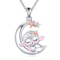 Snake Moon Necklace - 925 Sterling Silver Moon Pendant Necklace - Snake Jewelry for Women - style: Sheep