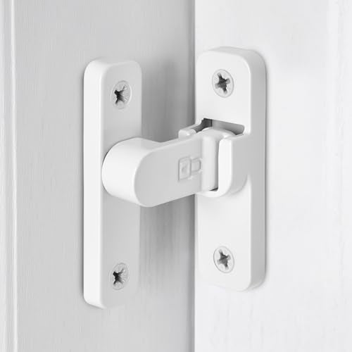 White 90 Degree Right Angle Barn Door Latches，Flip Gate Lock | Zinc Alloy Sliding Door Latch Lock,Cabinet Lock,for bedroom,Wine Cabinet,drawer,cabinet,garage,window,Pet Cage - color: White