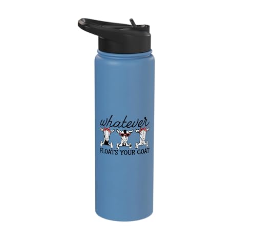 Whatever Floats Your Goat Humor Joke Farmer Women Girls Kids Stainless Steel Insulated Water Bottle - color: Light Blue