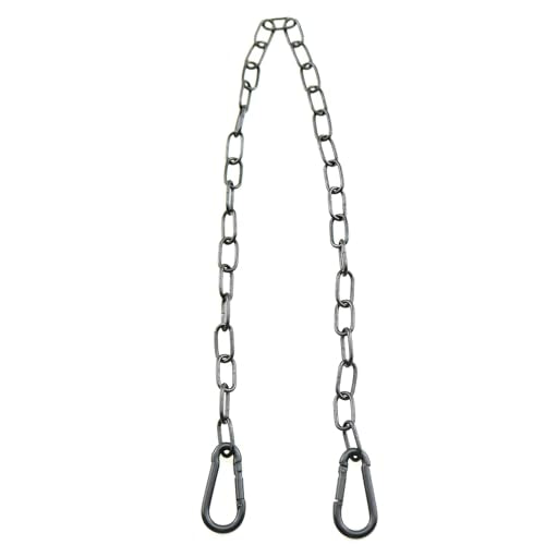 TAODAN 20 Inch Black Metal Outdoor Fencing Gate Hinge with Heavy Duty Spring Carabiner Barn Chains for Securing Barbecues/Outdoor Equipment and Hanging Planters/Swings/Hammocks
