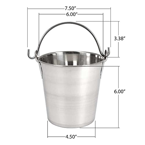 Lindy's 2-Quart Stainless Steel Bucket, Durable Seamless Bucket for Many Home Tasks, Carry Water or Milk, Fill with Food, Use as a Flower Pot, Cleaning Bucket, Table Centerpiece and Much More - size: 2 quarts