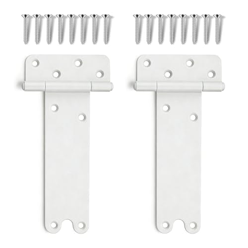 2 Pack 8" Door Hinges,300 Lbs Capacity Heavy Duty Gate Hinges | Matte white T-Strap Shed Gate Hinges,Barn Door, Shed Doors, rust-resistant,durable (8 inch- U - 2 Pack)-Patent Pending - size: 8 inch- U - 2 Pack
