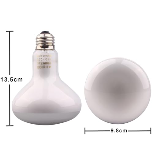 Aiicioo Reptile Basking Light Bulb - 150W Reptile Heat Lamp 2 Pack UVA Daylight Amphibians Basking Bulb for Bearded Dragon Turtle Hermit Crab Gecko Lizard Chicken - color: ['White'], size: ['150W']