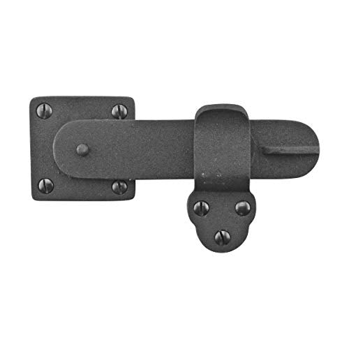 Renovators Supply Manufacturing Black Wrought Iron Flip Gate Latch 5.75 in Barn Cabin Door Lock with Mounting Hardware - color: 5.75-inch Latch, size: Pack of 1