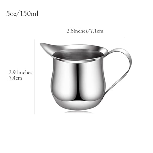 2 Pack 2oz 3oz 5oz Set Stainless Steel Creamers Pitcher Mini Cup Container | Mengbaobao Milk Coffee Cream Container Server Cup - size: 2oz 3oz 5oz x2