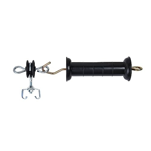 Farm Electric Fence T-Post Gate Handle Anchors Double Hook, 12 | Galvanised Steel, Easy Screws, T-Post Insulators, Black