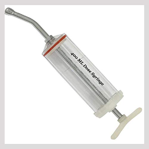 Plastic Dose Syringe 400mL for Horses & Livestock – Reusable Veterinary Drencher with Stainless Steel Nozzle, Large Animal Oral Medication Applicator for Dental Use, Deworming, Supplements & Fluids