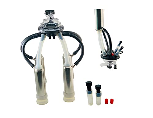 Melasty Cow Milker Claw Cluster Complete with Large Silicone Liners, Stainless Steel Shells, 200cc Milking Claw, Air Tubes, and Caps & Plugs Kit Replacement Part for Any Brand Milking Machine