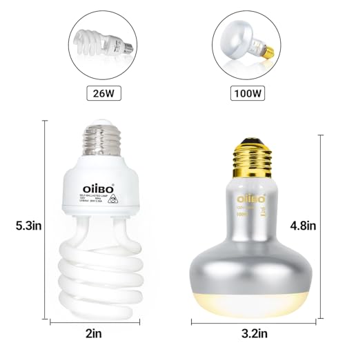 Desert UVB & Heat Dual Dome Lighting Kit, Dual Reptile Lamp Fixture with Intense Basking Spot Light UVA Daylight Reptile Heat Lamp & 26W Energy Saving UVA 10.0 UVB Bulb Spiral Compact Bulb - style: DRL01ST4