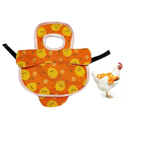 Chicken Saddle for Hens, Large Hen Saddle with Extended Shoulder, Wing & Tail Coverage Protection - Adjustable Straps, Premium Breathable Anti-Pecking Chicken Vest (1, Orange) - color: Orange