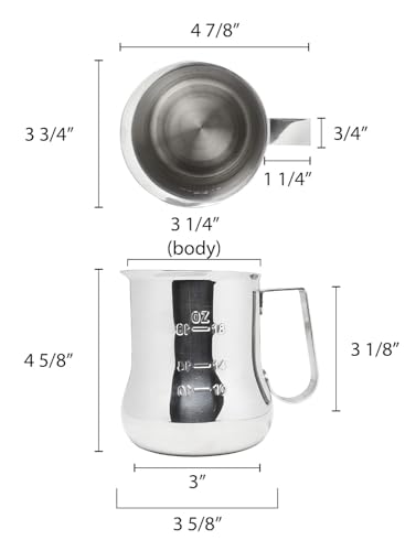 TrueCraftware- 24 oz Milk Frothing Pitcher Stainless Steel with Measuring Scale- Frother Cup Steaming Espresso Milk Pitcher Coffee Bar Cappuccino Barista Tools Milk Jug Steamer - size: 24 Ounces