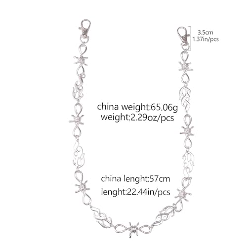 Pants Chains Layer Metal Chain Waist Wallet Keychain Jeans Chains for Men Women Daily Wear - color: Flame Chain