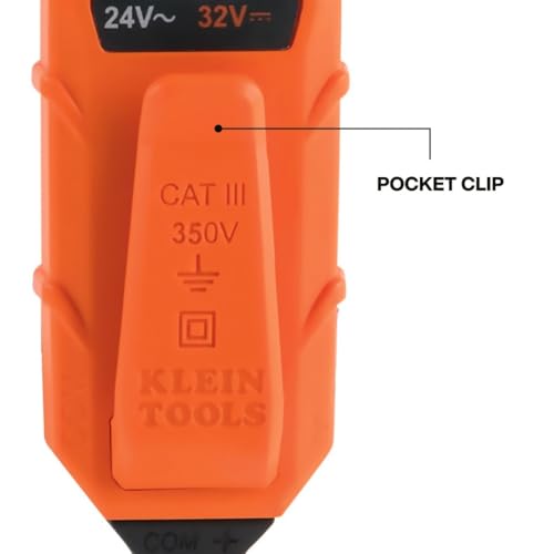 Klein Tools ET45 Digital AC/DC Voltage Tester, 12-240V AC, 32-330V DC, LED Illumination, DC Polarity, Auto Off, CATIII 350V-Class 2-Double Insulation, IP44 Dust & Water Resistant, No Batteries Needed - size: 24/240 V Tester
