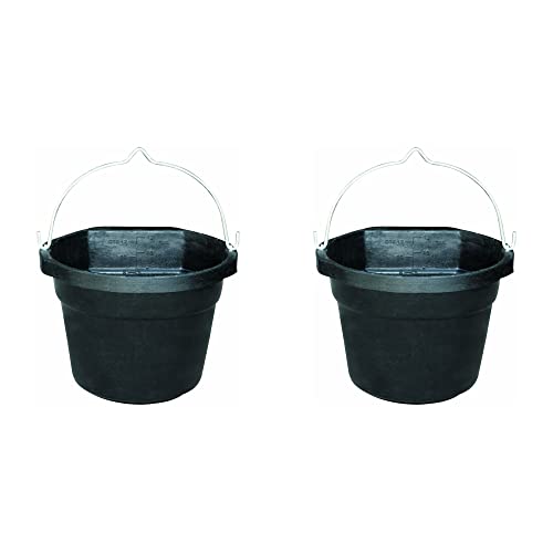 FARM INNOVATORS INC FI Farm Innovators Rubber 3 Gallon Flat Back Heated Bucket with Metal Handle, Built in Thermostat, and Concealed Heating Element, 70 Watt (2 Pack) - color: 3 Gallon, size: 2 Pack