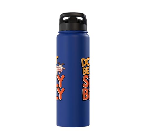 Funny Goat Kid Sheep Lamb Animal Joke Stainless Steel Insulated Water Bottle - color: Royal Blue