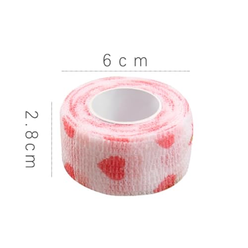 8 Rolls Non-Woven Self Adhesive Bandage Wrap Sweatproof Waterproof Cute Vet Wrap Elastic Cohesive Bandage Wrap for Fingers Ankle Grip Nail Protector Tape Sports Fixing Band Stretch Wrap (Multicolor)