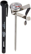 CDN ProAccurate® Instant Read Beverage Frothing Thermometer with Clip for Precise Temperature Measurement, 5" Stainless Steel Stem, Black Case (IRT220-F) - size: 5 inch Stem- 1 inch Magnified Dial