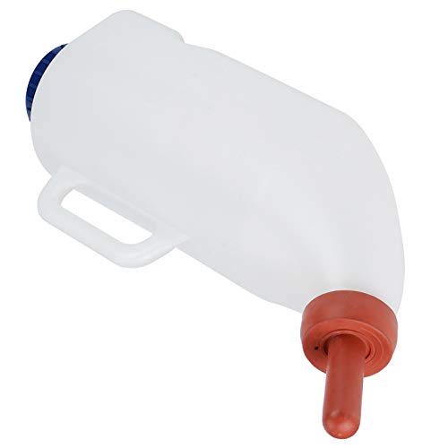 Calf Feeding Milk Bottle, 4L Plastic and Rubber Cattle Farm Bottle with Detachable Nipple, Handle for Easy Access