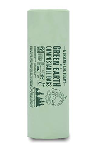 Green Earth Compostable Small Kitchen Food Scrap Trash Bags, Extra Thick 0.71 Mil, Compost Bin Compatible, 3 Gallon, 11.35 Liter, 100-Count, ASTM D6400, BPI (US) & OK Compost Home (EU) Certified - size: 100 Count (Pack of 1), style: 3 Gallon