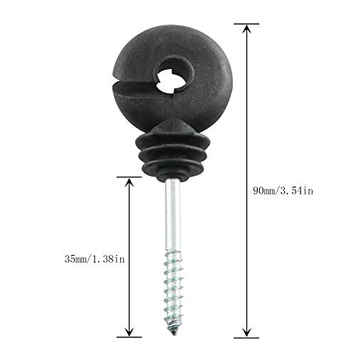 12pcs Electric Fence Insulator Screw-in Insulator Black Self-Tapping Fence Ring Post Wood Post Insulator