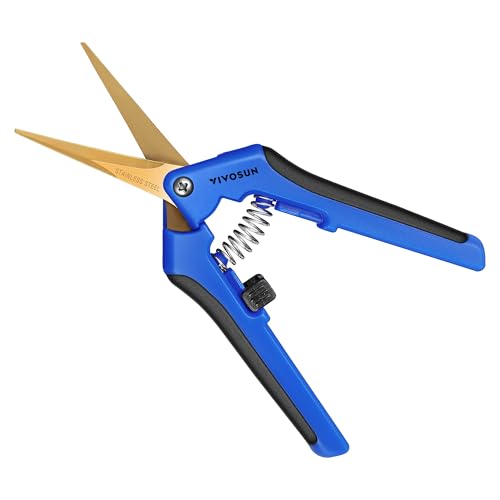 VIVOSUN 6.5 Inch Garden Scissors, Blue Pruning Shears for Plants, 2-Pack | Curved Precision Stainless Steel Blades, Comfort Ergonomic Grips, Ideal Snip for deadheading, Trimming & Shaping Plants - style: Blue Curved Blade