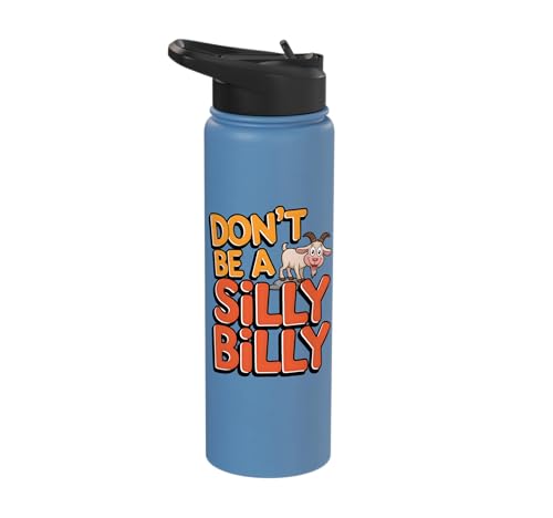 Funny Goat Kid Sheep Lamb Animal Joke Stainless Steel Insulated Water Bottle - color: Light Blue