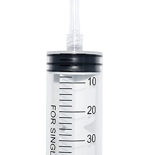 Karlling 60 ML CC Large Plastic Syringe Without Needle for Liquid Nutrient Measuring,Scientific Lab with 80cm Handy Tube - style: *60ML(1 Pack)