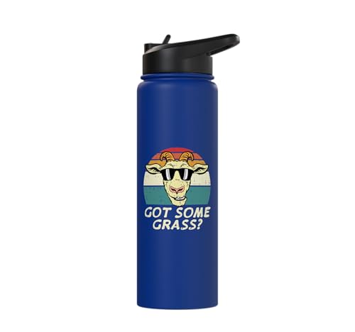 Goat Got Some Grass Retro Farm Animal Farmer Men Women Kids Stainless Steel Insulated Water Bottle - color: Royal Blue