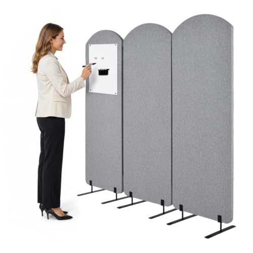 Portable Wall Divider, Office Partitions Room Divider wall with Whiteboard | 72 x 66 in Soundproofing Wall Divider, Cubicle Wall with magnet, thumbtacks, pen for Classroom Home Office School Hospital - color: Light Gray