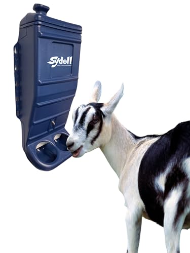 Sheep and Goat Grain Mineral Feeder, Large Outdoor Forage Grain Feeding System, Supports Up to 10 Small Livestock, Weather Resistant Heavy-Duty Plastic, Fence Mounted