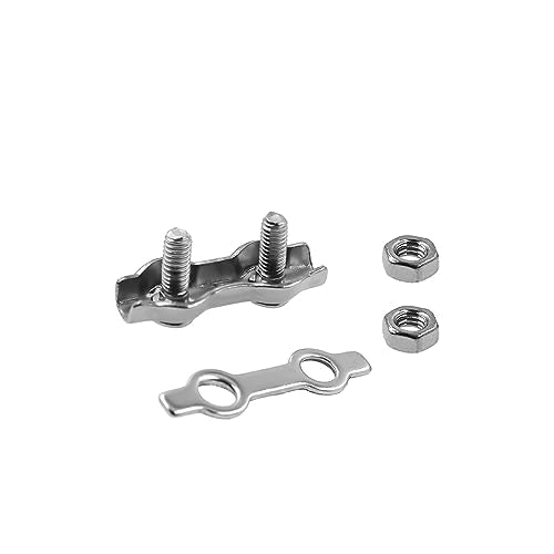 304 Stainless Steel Duplex 2-Post Cable Clamps TTZEZE Double Bolt Wire Rope Clips Clamp Fastener for 1/4 Inch Diameter Wire Rope 14 Pack - style: M6