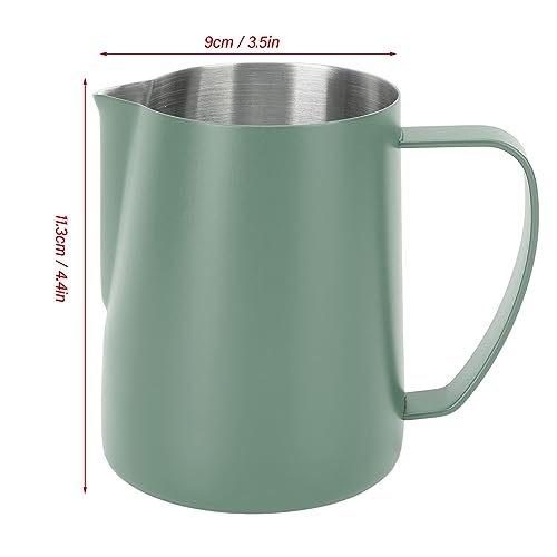 480ML Milk Frothing Pitcher,Steaming Pitcher,Milk Frother Cup,Coffee Frothing Cup 304 Stainless Steel Milk Frother Jug Point Mouth Latte Art Pitcher with Inner Scale(#1) - color: #1