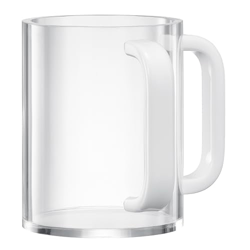 Judaica Acrylic Hand Washing Cup for Netilat Yadayim with Dual Handles - 5" Clear Unbreakable Plastic Negel Vasser Wash Cup Everyday & Passover Seder, Shabbat, Shul, Synagogue, Home (Clear & White) - color: White