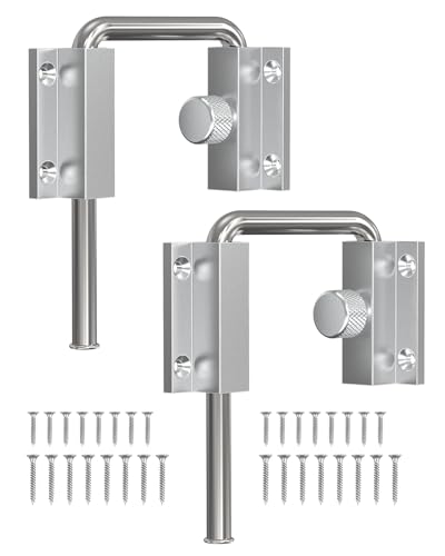 Sliding Door Loop Lock, Patio Door Latch, Silver-2PCS | Multi-Angle Mounting Security U-Bolt Locks with Locking Design for Barn Door, Closet, Window, Balcony, Aluminum Alloy - color: Silver-2PCS