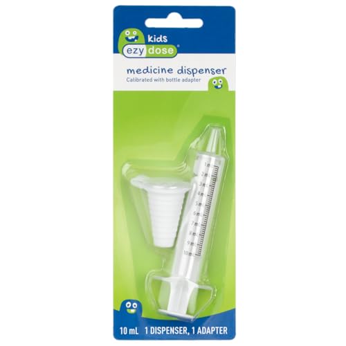 EZY DOSE Kids Baby Oral Syringe & Dispenser Calibrated for Liquid Medicine, Reduce Mess and Spills, Easy Way to Orally Administer Medication, 10 mL/2 TSP, Includes Bottle Adapter, Clear, BPA Free - size: 10 mL + Bottle Adapter