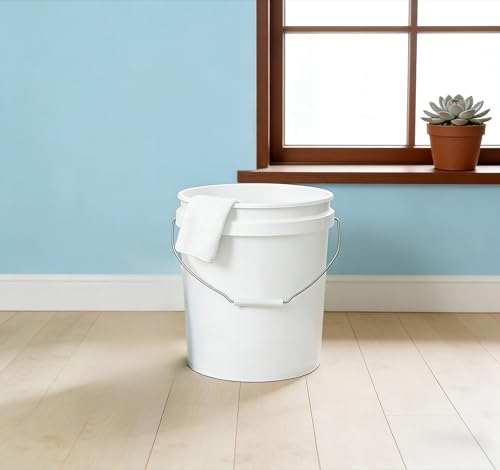 (2 Pack) 5 Gallon Utility Bucket with Comfort Handle | Heavy Duty Plastic Pail, Stackable, Easy Clean, White – Perfect for Cleaning, Painting, Household Storage