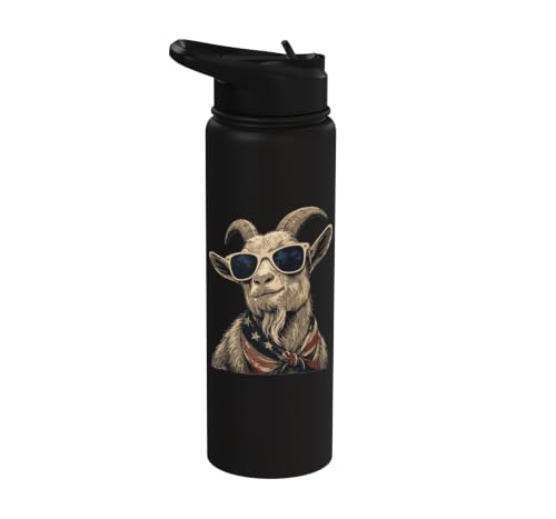 Goat Sunglasses USA Stainless Steel Insulated Water Bottle - color: Black