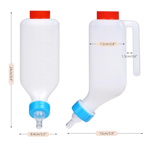 800ml Lamb Feeding Bottle Thickened Goat Feeder Bottles Hang Upside Down Livestock Milk Bottle with Measurements Fawns Nursing Bottles for Goat Lamb Fawns Nigerian Dwarf Doeling Dog