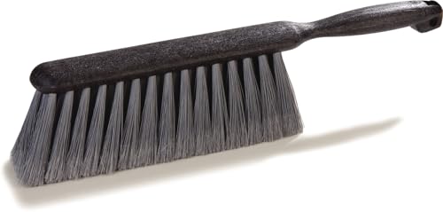 SPARTA Counter and Bench Brush, Flagged Bristles, 8 Inch, Gray | Flo-Pac, Polypropylene Bristles and Block, Fine Dust and Sawdust, Smooth Surfaces, BPA Free