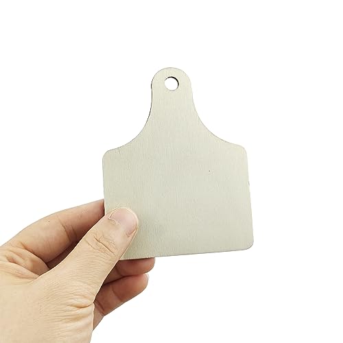 32 Natural Wooden Cow Ear Tags - Unfinished Hanging Tags with Ropes