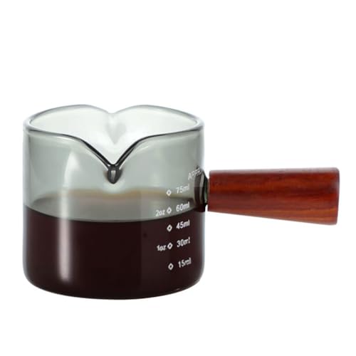 Espresso Glass Measuring Cups 3-Ounce/100ML Double Spout Glass Measuring Cup Espresso Shot Glasses with V-Shaped Mouth Milk Frothing Pitcher Cappuccino Cup Accessories - size: black/3.4oz