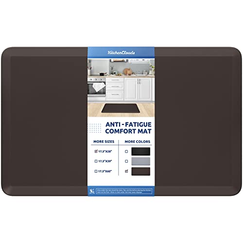 Kitchen Mat Cushioned Anti Fatigue Rug Standing and Comfort Floor Mats | Water-Resistant, Non-Slip, Easy to Clean Comfort Floor Mat for Kitchen, Sink & Office, Multiple Colors & Sizes, 17.3"x28" - color: Chocolate, size: 28"L x 17.3"W x 0.5"Th