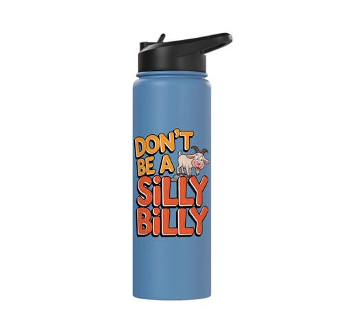 Funny Goat Kid Sheep Lamb Animal Joke Stainless Steel Insulated Water Bottle - color: Light Blue