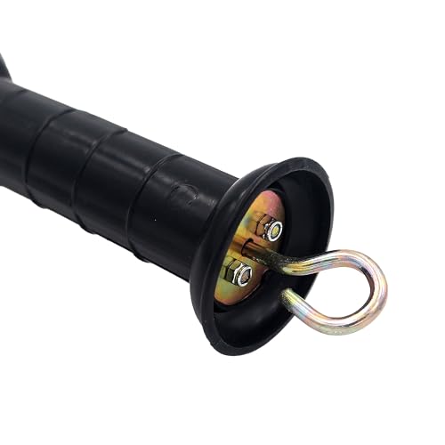 4 Pcs Electric Fence Gate Handle, Gate Handle Insulators with Spring, Outdoor Black Stainless Steel Plastic Handle, Gate Connector, Electric Fence Wire Handle