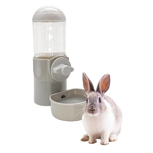 Tfwadmx Rabbit Watter Bottle 17oz Dispenser No Drip Small Animal Cage Water Feeder Bowl Hanging Guinea Pig Automatic Water for Bunny Chinchilla Hedgehog Ferret (Grey) - color: Gray Watere 1pcs