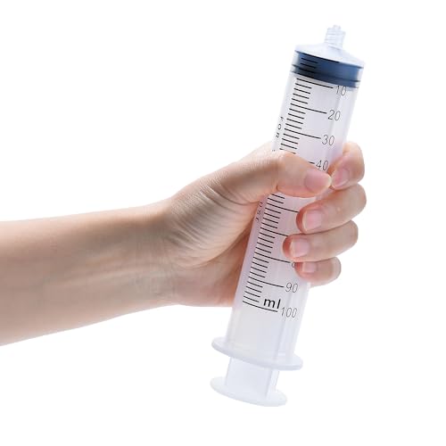 3 Pack 100ml Syringes with 14G 1.0'' Blunt Tip Needles and Storage Caps(Luer Lock), Plastic Reusable Syringe for Glue Applicator, Oil Dispensing Multiple Uses… - style: 100 ml