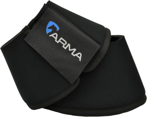 Shires Arma Neoprene Bell Boots - Anti-Spin Double Lock Shock Absorbing Horse Overreach Boots Black/X-Full