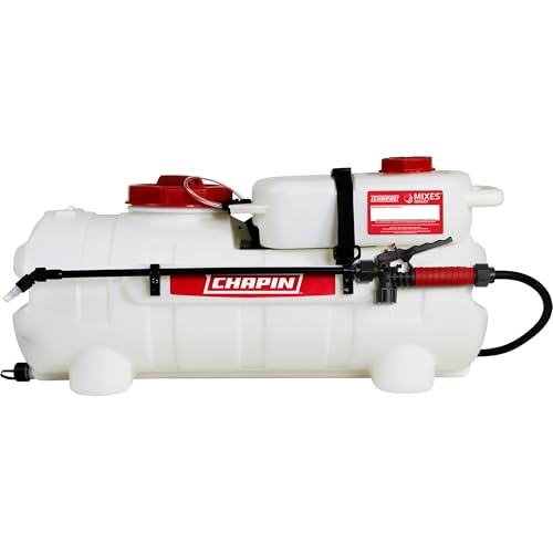 Chapin 97361 Made in the USA 15 Gallon Mixes on Exit 12V, 2.2 GPM Pump ATV/UTV Spot Sprayer with Separate Water Tank Than Concentration Tank to Mix on Demand, Translucent White - size: 15-Gallon