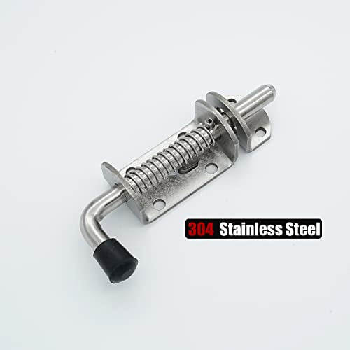 JQK Spring Loaded Barrel Bolt Latch, Heavy Duty 304 Stainless Steel Thickened 3mm Door Lock, 6.3 Inch Brushed Finished, HSB410-P2 - color: Brushed, size: 6.3Inch - 2Pack